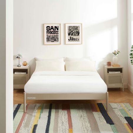 Lit PANTONE 140x190 métal taupe sommier inclus