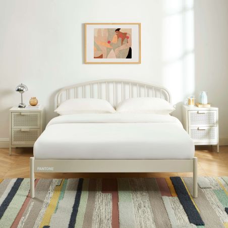 Lit PANTONE 140x190 métal beige sable sommier inclus