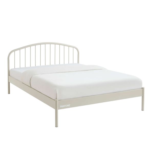 Lit PANTONE 140x190 métal beige sable sommier inclus