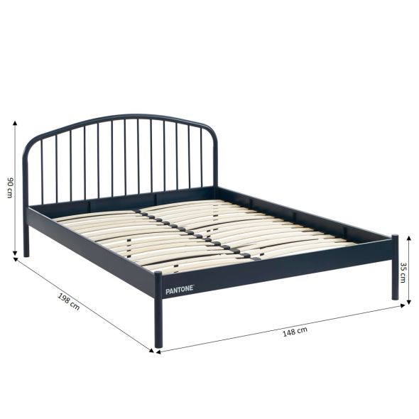 Lit PANTONE 140x190 métal bleu nuit sommier inclus