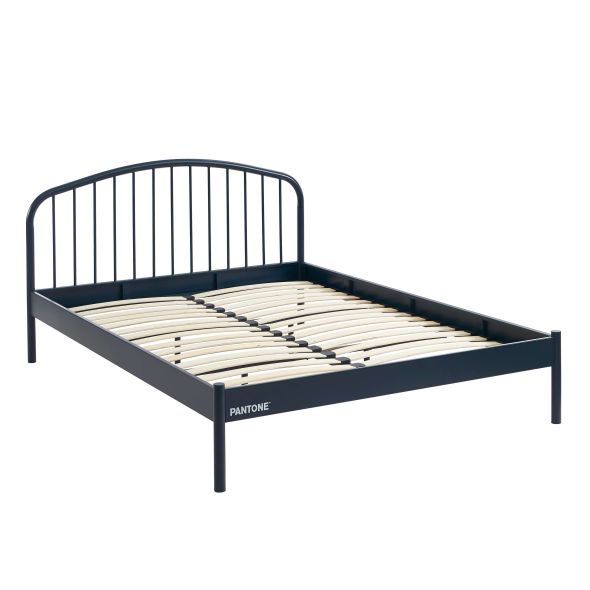 Lit PANTONE 140x190 métal bleu nuit sommier inclus