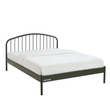 Lit PANTONE 140x190 métal vert olive sommier inclus