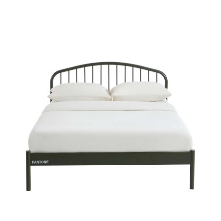 Lit PANTONE 140x190 métal vert olive sommier inclus