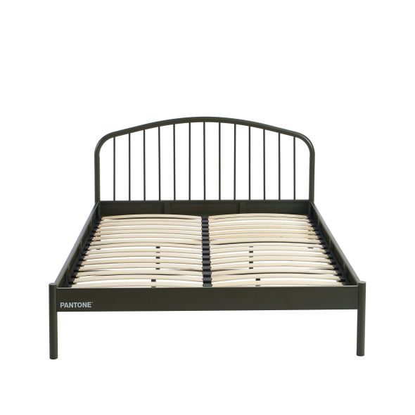 Lit PANTONE 140x190 métal vert olive sommier inclus