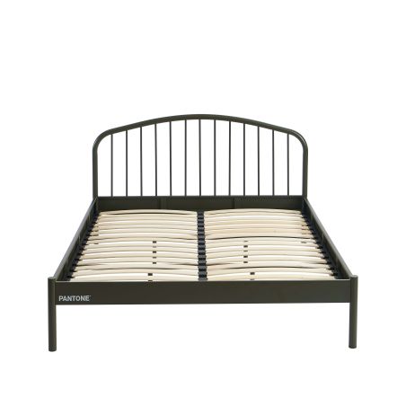 Lit PANTONE 140x190 métal vert olive sommier inclus