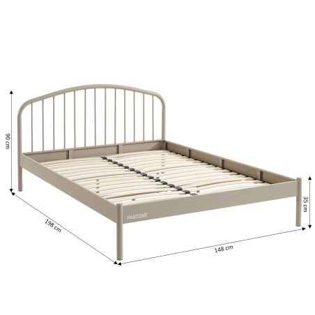 Lit PANTONE 140x190 métal taupe sommier inclus