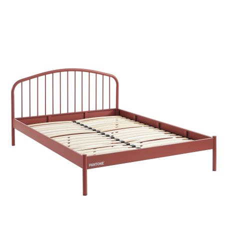 Lit PANTONE 140x190 métal terracotta sommier inclus