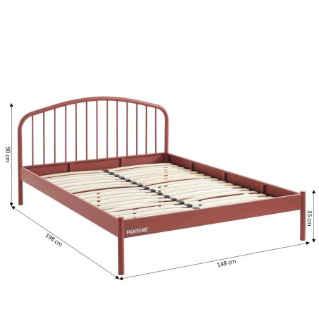 Lit PANTONE 140x190 métal terracotta sommier inclus