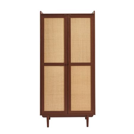 Armoire LEON noyer et cannage 2 portes h190cm