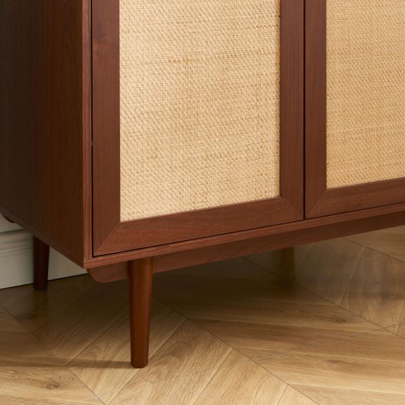 Armoire LEON noyer et cannage 2 portes h190cm