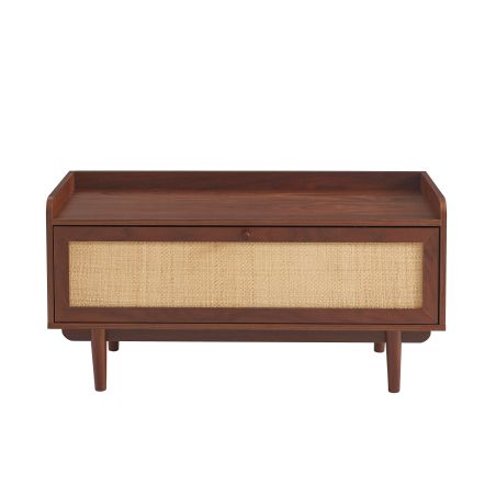 Banc à chaussures LEON noyer et cannage