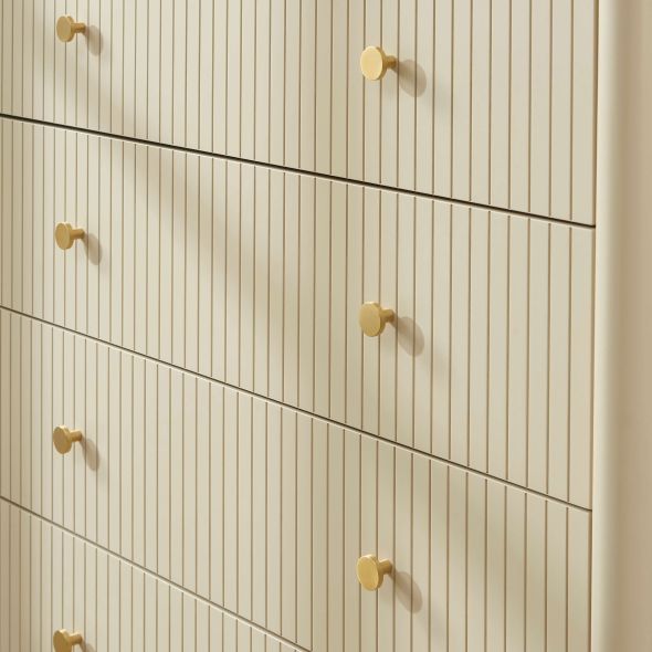 Commode CLEO laqué beige 5 tiroirs 90cm