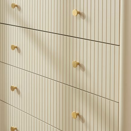 Commode CLEO laqué beige 5 tiroirs 90cm