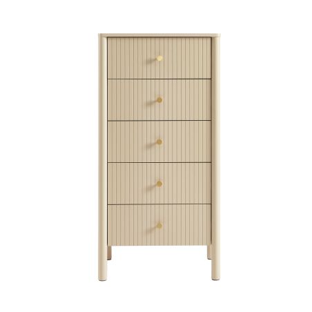Chiffonnier CLEO laqué 5 tiroirs beige 55cm