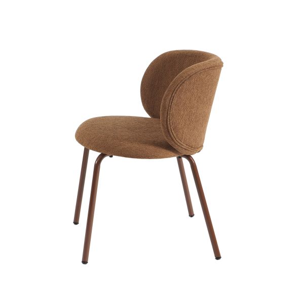 Lot de 2 chaises SERENA tissu chenille marron et pieds métal marron