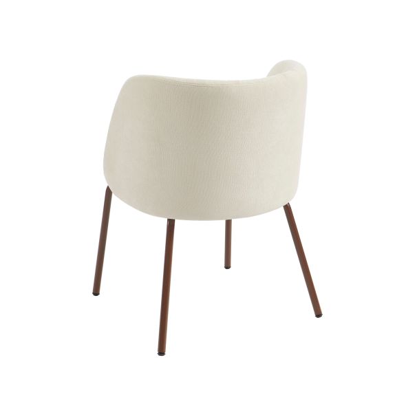 Chaise LUISA tissu chenille écru et pieds métal marron