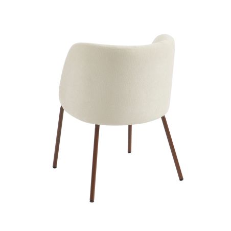 Chaise LUISA tissu chenille écru et pieds métal marron