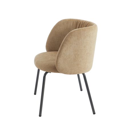 Chaise LUISA tissu chenille ocre et pieds métal noir