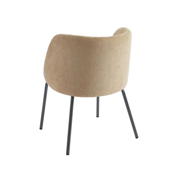 Chaise LUISA tissu chenille ocre et pieds métal noir