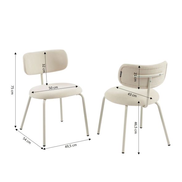 Lot de 2 chaises PANTONE tissu et pieds métal taupe