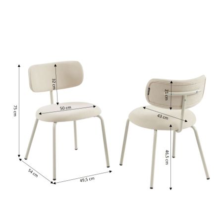 Lot de 2 chaises PANTONE tissu et pieds métal taupe