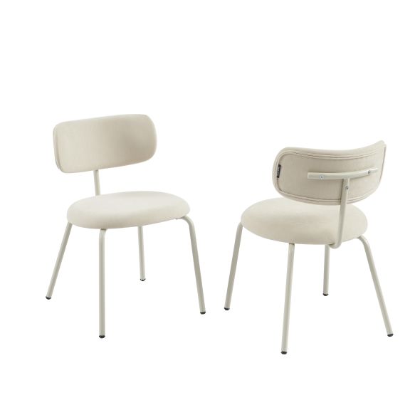 Lot de 2 chaises PANTONE tissu et pieds métal beige sable