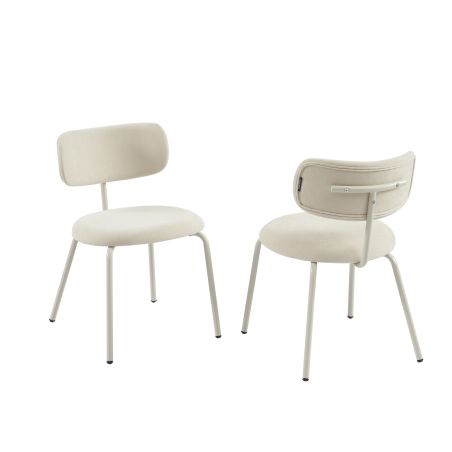 Lot de 2 chaises PANTONE tissu et pieds métal beige sable