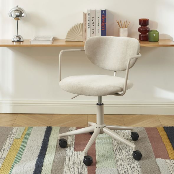 Chaise de bureau PANTONE tissu taupe avec roulettes