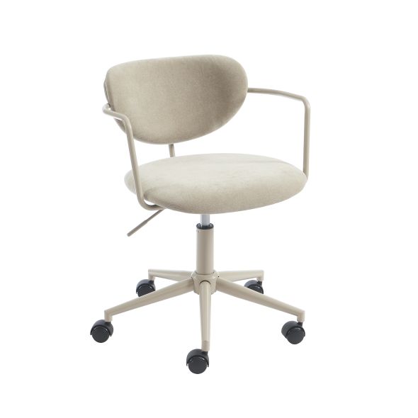 Chaise de bureau PANTONE tissu taupe avec roulettes
