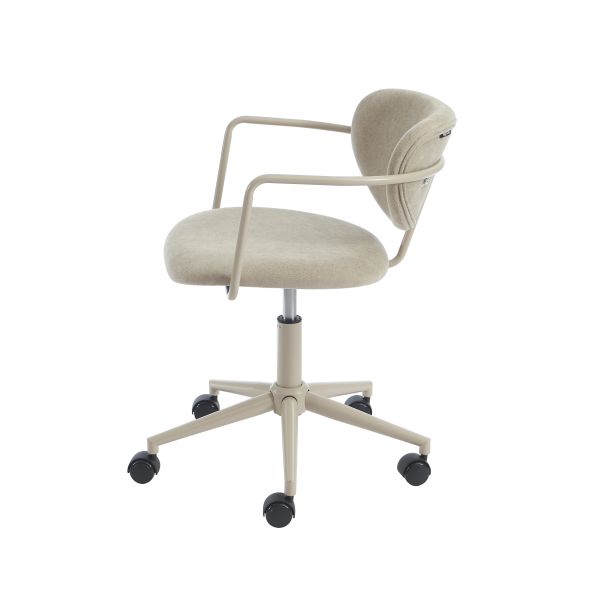 Chaise de bureau PANTONE tissu taupe avec roulettes