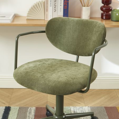 Chaise de bureau PANTONE tissu vert olive avec roulettes