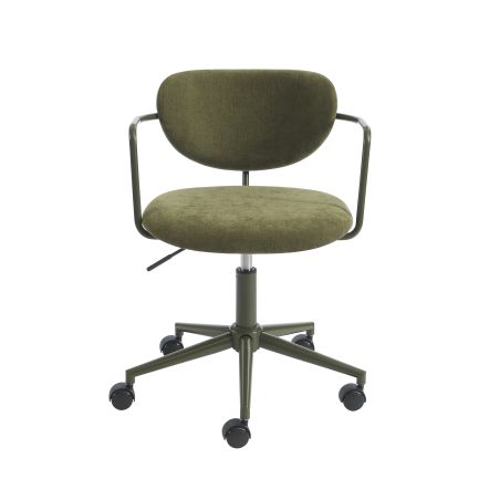 Chaise de bureau PANTONE tissu vert olive avec roulettes