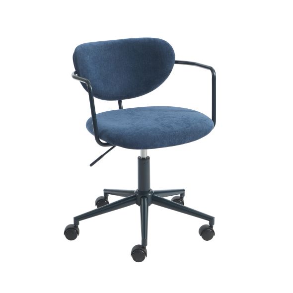 Chaise de bureau PANTONE tissu bleu nuit avec roulettes