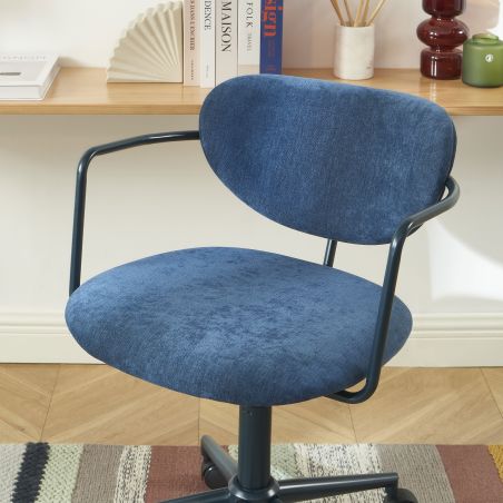 Chaise de bureau PANTONE tissu bleu nuit avec roulettes