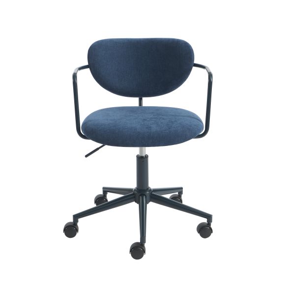 Chaise de bureau PANTONE tissu bleu nuit avec roulettes