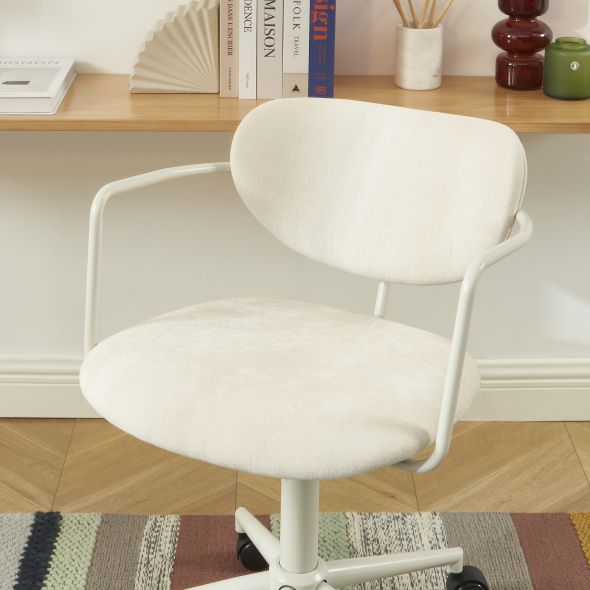 Chaise de bureau PANTONE tissu beige sable avec roulettes