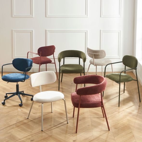 Chaise de bureau PANTONE tissu bleu nuit avec roulettes