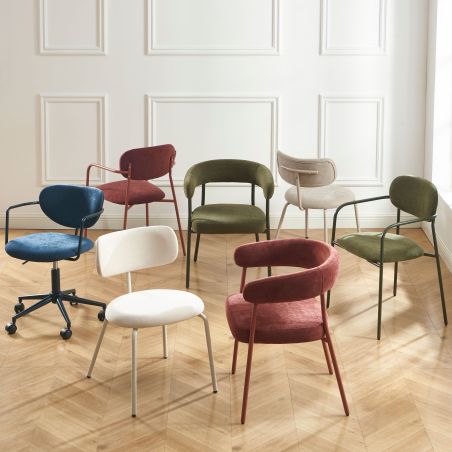 Chaise de bureau PANTONE tissu bleu nuit avec roulettes