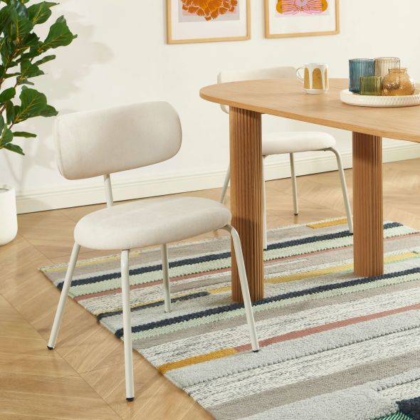 Lot de 2 chaises PANTONE tissu et pieds métal beige sable