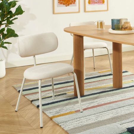 Lot de 2 chaises PANTONE tissu et pieds métal beige sable