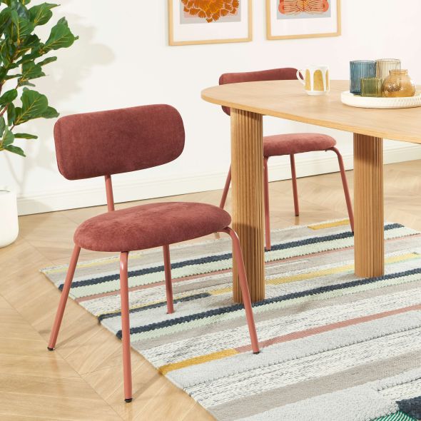 Lot de 2 chaises PANTONE tissu et pieds métal terracotta