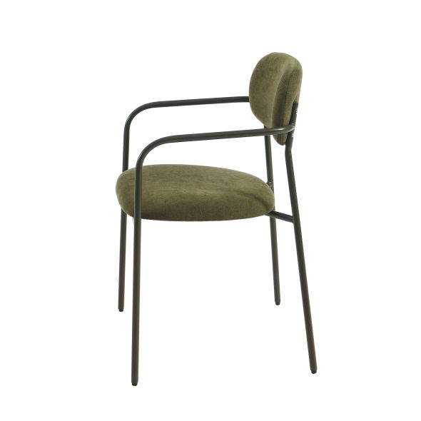 Lot de 2 chaises PANTONE tissu et pieds métal vert olive