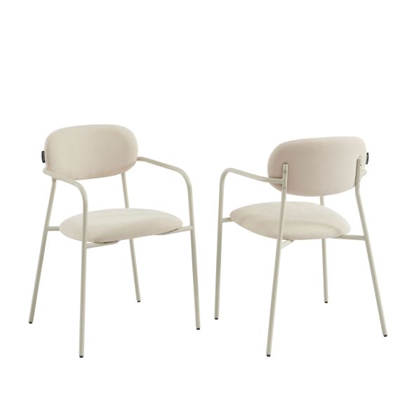 Lot de 2 chaises PANTONE tissu et pieds métal beige sable