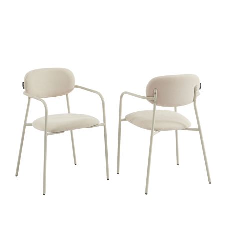 Lot de 2 chaises PANTONE tissu et pieds métal beige sable