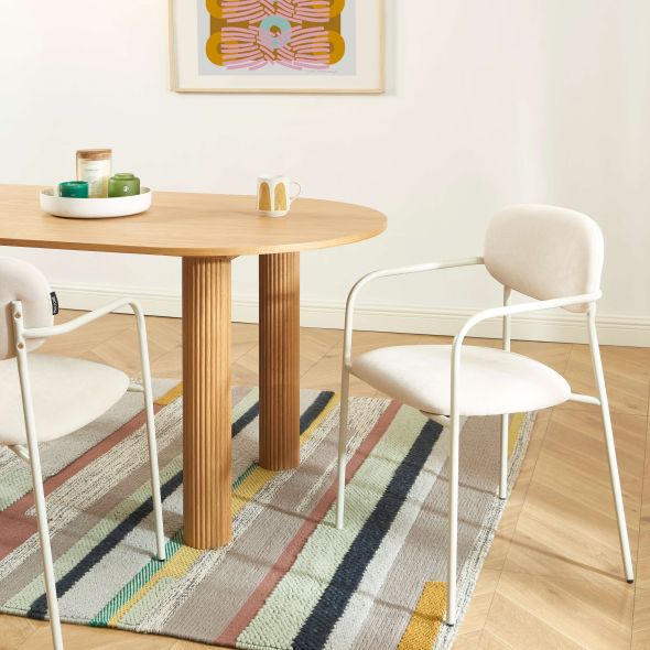 Lot de 2 chaises PANTONE tissu et pieds métal beige sable