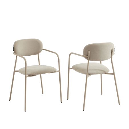 Lot de 2 chaises PANTONE tissu et pieds métal taupe