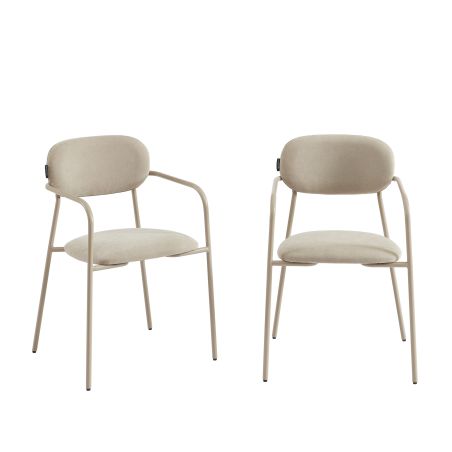 Lot de 2 chaises PANTONE tissu et pieds métal taupe