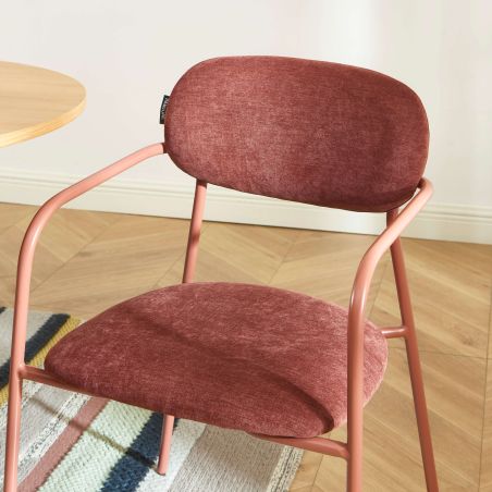 Lot de 2 chaises PANTONE tissu et pieds métal terracotta