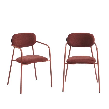 Lot de 2 chaises PANTONE tissu et pieds métal terracotta