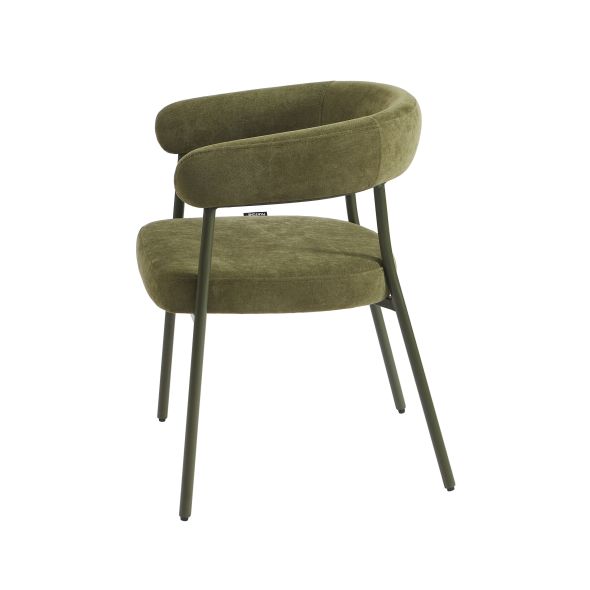 Lot de 2 chaises PANTONE tissu et pieds métal vert olive